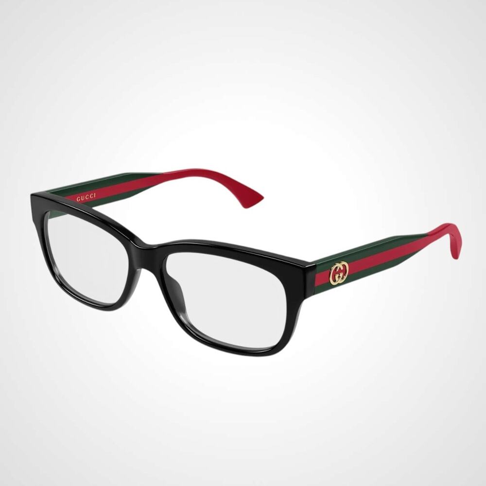 New GUCCI Eyeglasses Black 51-15-140 Rectangular Cat Eye Green Red